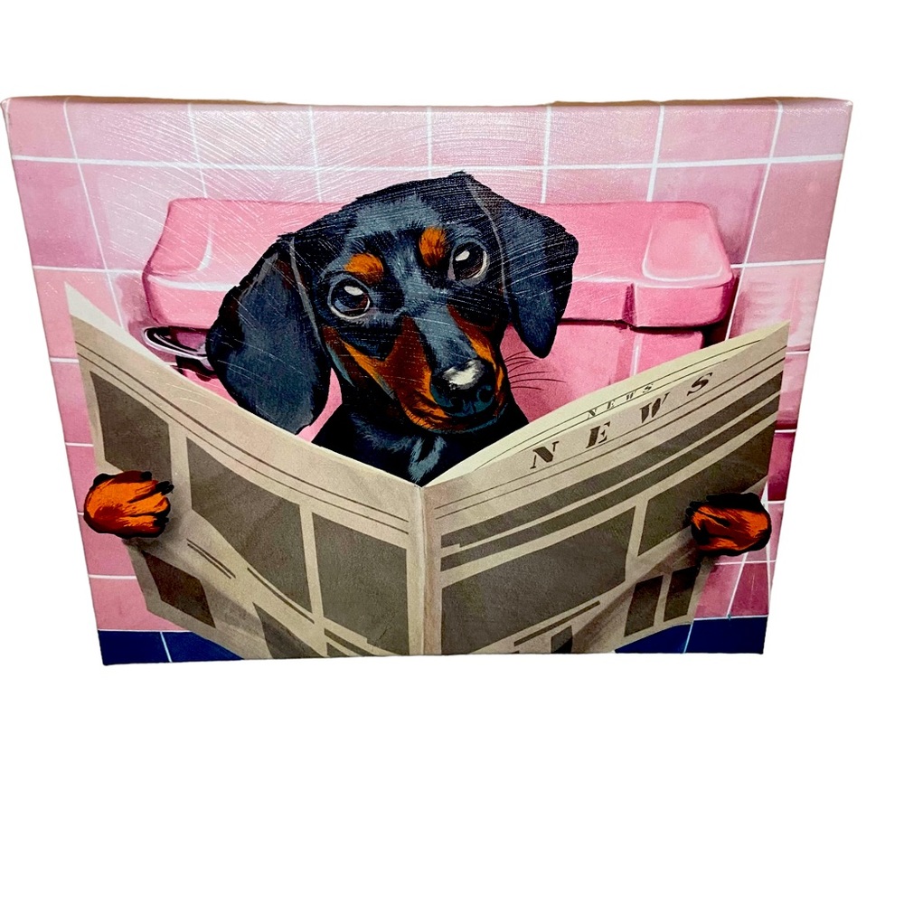 Daschound Weenie Dog Funny Hot Pink Bathroom Canvas Photo